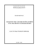 Giải quyết việc làm cho người lao động vùng thu hồi đất ở tỉnh khánh hòa 