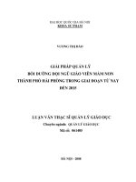 Giải pháp quản lý bồi dưỡng đội ngũ giáo viên mầm non thành phố hải phòng trong giai đoạn từ nay đến 2015 