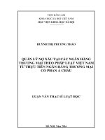 Quản lý nợ xấu tại các NHTM theo pháp luật Việt Nam từ thực tiễn Ngân hàng TMCP Á Châu