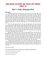 BÀI DỊCH và đáp án TRẢ lời TIẾNG ANH 12