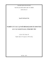 Nghiên cứu xác lập mô hình hệ kinh tế sinh thái lưu vực đầm ô loan, tỉnh phú yên 