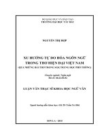 Xu hướng tự do hóa ngôn ngữ trong thơ hiện đại việt nam (qua những bài thơ trong SGK ngữ văn trung học phổ thông) 
