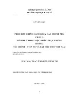 Phối hợp chính sách giữa các chính phủ châu á với IMF trong việc khắc phục khủng hoảng tài chính – tiền tệ và bài học cho việt nam 