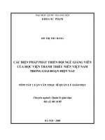 Các biện pháp phát triển đội ngũ giảng viên của học viện thanh thiếu niên việt nam trong giai đoạn hiện nay 
