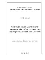 Phát triển nguồn lực thông tin tại trung tâm thông tin   thư viện học viện thanh thiếu niên việt nam 