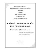 Khảo sát thành phần hóa học quả mướp đắng momordica charantia l
