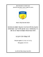 Đánh giá hiện trạng tài nguyên đa dạng sinh học tại vườn quốc gia u minh hạ và đề xuất một số biện pháp bảo tồn 