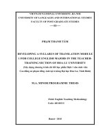 DEVELOPING A SYLLABUS OF TRANSLATION MODULE 1 FOR COLLEGE ENGLISH MAJORS IN THE TEACHERTRAINING SECTION OF HOA LU UNIVERSITY
