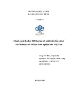 Chính sách thu hút FDI hướng tới phát triển bền vững  của Malaysia và bài học kinh nghiệm cho Việt Nam 2015