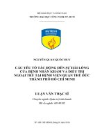 Các yếu tố tác động đến sự hài lòng của bệnh nhân khám và điều trị ngoại trú tại bệnh viện quận thủ đức thành phố hồ chí minh 