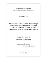Đề xuất giải pháp nhằm hoàn thiện công tác quản trị nhân lực tại công ty TNHH MTV công nghiệp hóa chất mỏ bắc trung bộ   micco  
