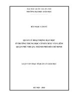 Quản lý hoạt động dạy học ở trường THCS châu văn liêm, quận phú nhuận, thành phố hồ chí minh 