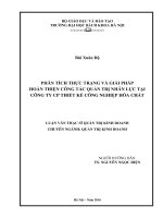 Phân tích thực trạng và giải pháp hoàn thiện công tác quản trị nhân lực tại công ty CP thiết kế công nghiệp hóa chất