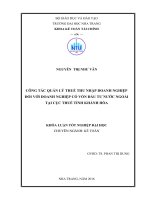 Công tác quản lý thuế thu nhập doanh nghiệp đối với doanh nghiệp có vốn đầu tư nước ngoài tại cục thuế tỉnh khánh hòa