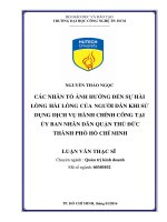 Các nhân tố ảnh hưởng đến sự hài lòng của người dân khi sử dụng dịch vụ hành chính công tại ủy ban nhân dân quận thủ đức TPHCM 