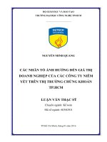 Các nhân tố ảnh hưởng đến giá trị doanh nghiệp của các công ty niêm yết trên thị trường chứng khoán TP HCM