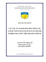 Các yếu tố ảnh hưởng đến công tác lập dự toán ngân sách tại các doanh nghiệp nhà nước trên địa bàn tp HCM