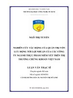 Nghiên cứu tác động của quản trị vốn lưu động tới lợi nhuận của các công ty ngành thực phẩm niêm yết trên thị trường chứng khoán việt nam 