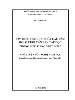 khóa luận tốt nghiệp TÌM HIỂU TÁC DỤNG CỦA CÁC CÂU HỎI Ở CUỐI VĂN BẢN TẬP ĐỌC TRONG SGK TIẾNG VIỆT LỚP 3