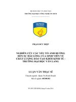 Nghiên cứu các yếu tố ảnh hưởng đến sự hài lòng của sinh viên về chất lượng đào tạo khối kinh tế   trường đại học văn lang