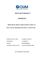Research anout job satisfaction at hau giang pharmaceutical (vietnam) 