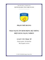 Nhận dạng ổn định động hệ thống điện bằng mạng nơron 