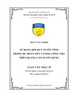 Sử dụng hồi quy tuyến tính trong dự đoán mức lương công việc trên quảng cáo tuyển dụng 