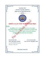 Nghiên cứu ảnh hưởng của văn hóa doanh nghiệp tới sự cam kết gắn bó với tổ chức của nhân viên tại ngân hàng nông nghiệp và phát triển nông thôn huyện Quảng Điền