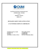 Research about job satisfaction at XP power company corporate 