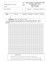 Đề kiểm tra cuối học kì 1 môn Tiếng Việt lớp 4 năm học 2015 - 2016 trường Tiểu học Võ Văn Vân, TP. Hồ Chí Minh