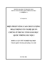 Biện pháp nâng cao chất lượng hoạt động văn nghệ quần chúng ở trung tâm giáo dục quốc phòng hà nội 2