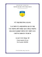 Vai trò của hội đồng quản trị tác động đến hiệu quả hoạt động doanh nghiệp niêm yết trên dàn chứng khoán tp HCM 