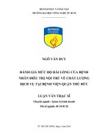 Đánh giá mức độ hài lòng của bênh nhân điều trị nội trú về chất lượng dịch vụ tại bệnh viện quận thủ đức 