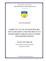 Nghiên cứu các yếu tố ảnh hưởng đến chất lượng dịch vụ nộp thuế điện tử của doanh nghiệp tại địa bàn quận tân bình TP HCM 