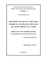 Biện pháp xây dựng úy tín nghề nghiệp của người giáo viên giáo dục quốc phòng và an ninh 