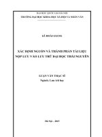 Xác định nguồn và thành phần tài liệu nộp lưu vào lưu trữ đại học thái nguyên 