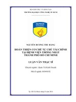Hoàn thiện cơ chế tự chủ tài chính tại bện viện thống nhất thành phố hồ chí minh 