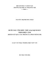 BƯỚC ĐẦU TÌM HIỂU THỂ LOẠI KỊCH BẢN PHIM ĐIỆN ẢNH (KHẢO SÁT QUA TÁC PHẨM CỦA PHAN ĐĂNG DI)