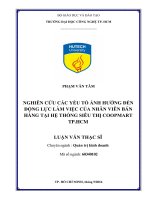 Nghiên cứu các yếu tố ảnh hưởng đến động lực làm việc của nhân viên bán hàng tại hệ thống siêu thị coopmart TP HCM 