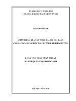 Hoàn thiện quản lý thuế giá trị gia tăng cho các doanh nghiệp tại cục thuế tỉnh hải dương 