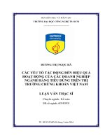 Các yếu tố tác động đến hiệu quả hoạt động của các doanh nghiệp ngành hàng tiêu dùng trên thị trường chứng khoán việt nam 