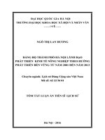 Đảng bộ thành phố hà nội lãnh đạo phát triển kinh tế nông nghiệp theo hướng phát triển bền vững từ năm 2001 đến năm 2013 