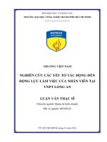 Nghiên cứu các yếu tố tác động đến động lực làm việc của nhân viên tại VNPT long an 