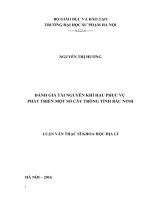 ĐÁNH GIÁ TÀI NGUYÊN KHÍ HẬU PHỤC VỤ  PHÁT TRIỂN MỘT SỐ CÂY TRỒNG TỈNH BẮC NINH