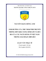 Ảnh hưởng của thu nhập phi truyền thống đến khả năng sinh lời và rủi ro của các ngân hàng ở việt nam trong giai đoạn 2005 2013