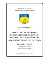 Đánh giá mức độ phù hợp của hệ thống thông tin kế toán đến thành quả hoạt động trong các doanh nghiệp nhỏ và vừa tại tp HCM