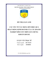 Các yếu tố tác động đến hiệu quả hoạt động kinh doanh của các doanh nghiệp niêm yết trên sàn chứng khoán house