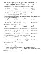 Đề thi giữa học kì 1 môn Toán lớp 12 trường THPT Chu Văn An năm học 2016 - 2017
