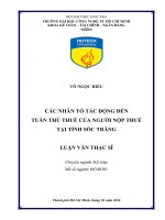 Các nhân tố tác động đến tuân thủ thuế của người nộp thuế tại tỉnh sóc trăng 