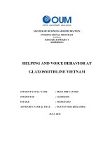 Helping and voice behaviors at glaxosmithline vietnam 